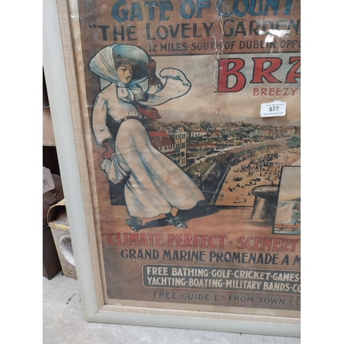 577 - Framed original Lancashire and Yorkshire Railways Beautiful Bray The Garden of Ireland advertising p... 