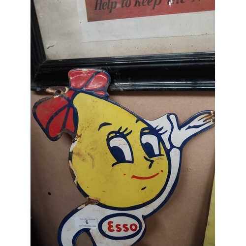 6 - Esso Girl enamel advertising sign. {51 cm H x 27 cm W}.