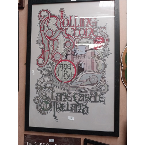 75 - Rolling Stones Slane Castle framed August 18th '07 pictorial concert poster. {95 cm H x 64 cm W}.