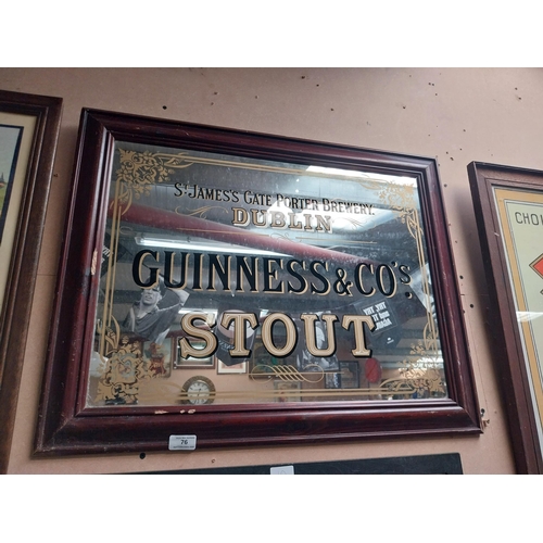 76 - St James Gate Guinness and Co Stout framed advertising mirror. {58 cm H x 72 cm W}.