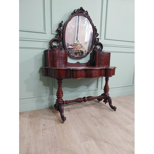 14 - Victorian mahogany Duchess dressing table with mirrored back flanked by six drawers over short drawe... 
