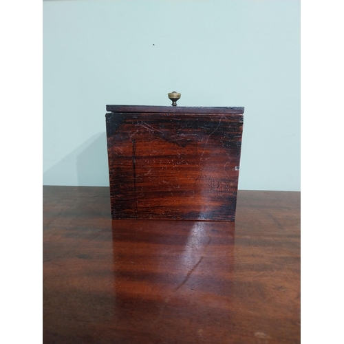 38 - 19th C. Mahogany tea caddy. {14 cm H x 15 cm W x 13 cm D}.