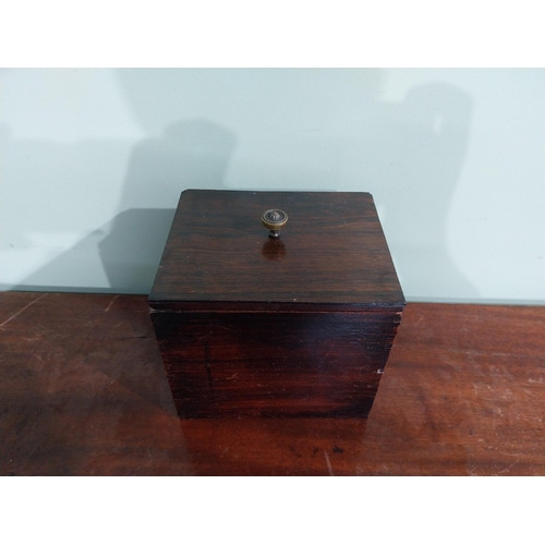 38 - 19th C. Mahogany tea caddy. {14 cm H x 15 cm W x 13 cm D}.