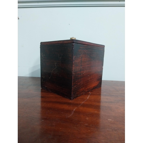38 - 19th C. Mahogany tea caddy. {14 cm H x 15 cm W x 13 cm D}.