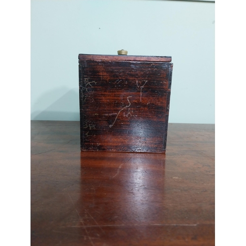 38 - 19th C. Mahogany tea caddy. {14 cm H x 15 cm W x 13 cm D}.