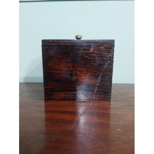 38 - 19th C. Mahogany tea caddy. {14 cm H x 15 cm W x 13 cm D}.
