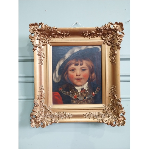 55 - Gilt framed cut down painting of head and shoulders portrait of Master John Crewe dressed as Henry V... 
