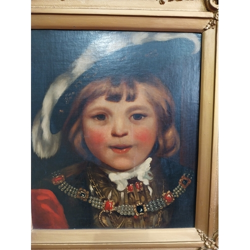 55 - Gilt framed cut down painting of head and shoulders portrait of Master John Crewe dressed as Henry V... 