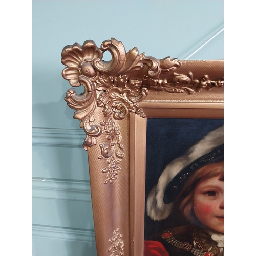 55 - Gilt framed cut down painting of head and shoulders portrait of Master John Crewe dressed as Henry V... 