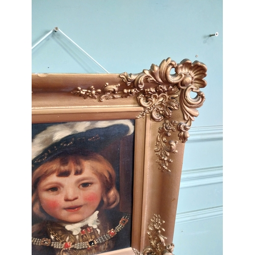 55 - Gilt framed cut down painting of head and shoulders portrait of Master John Crewe dressed as Henry V... 