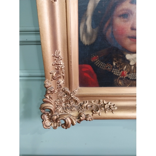 55 - Gilt framed cut down painting of head and shoulders portrait of Master John Crewe dressed as Henry V... 