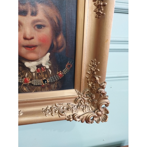 55 - Gilt framed cut down painting of head and shoulders portrait of Master John Crewe dressed as Henry V... 
