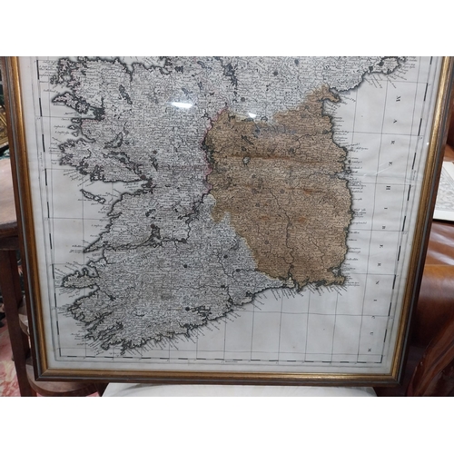 47 - Framed original map of Hibernia mounted in wooden frame. {65 cm H x 55 cm W}.