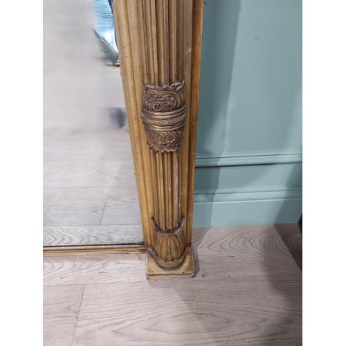 30 - William IV giltwood overmantle decorated with acanthus leaves. {144 cm H x 183 cm W}.