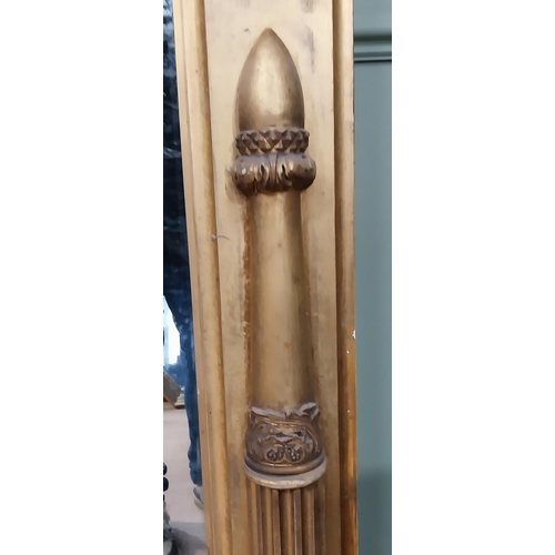 30 - William IV giltwood overmantle decorated with acanthus leaves. {144 cm H x 183 cm W}.