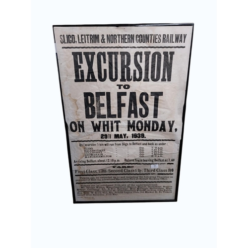 24 - Framed original Sligo Leitrim and Northern Counties Railway Excursion to Belfast travel poster. {91 ... 