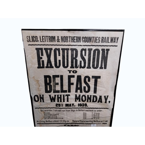 24 - Framed original Sligo Leitrim and Northern Counties Railway Excursion to Belfast travel poster. {91 ... 