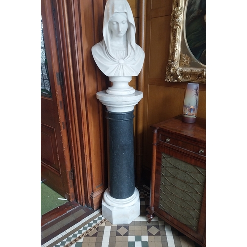 13 - 19th. C. hand carved Carrara marble bust of  