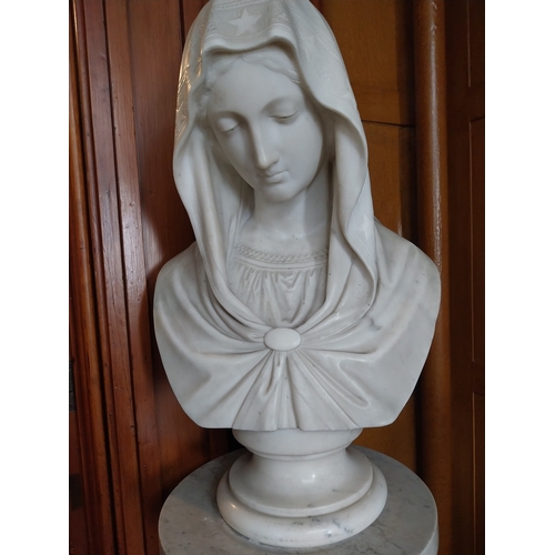 13 - 19th. C. hand carved Carrara marble bust of  