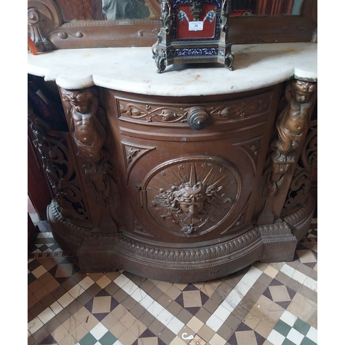 15 - Decorative 19th. C. cast iron hallstand with marble top, in the Coalbrookdale manner. { 260cm H X 12... 