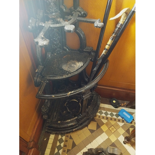 22 - Decorative 19th. C. cast iron corner hallstand. { 200cm H X 50cm W X 40cm D   }.