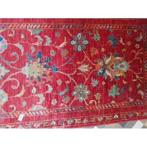 24 - Early 20th. C. hand knotted Persian carpet runner. { 225cm L X 75cm W }.