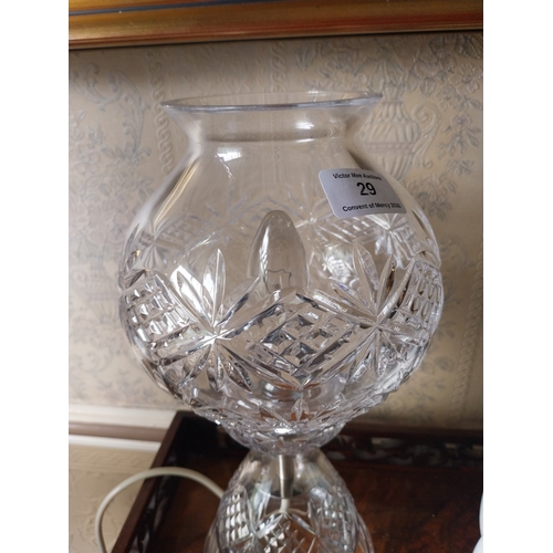 29 - Irish crystal table lamp. { 35cm H X 16cm Dia }.