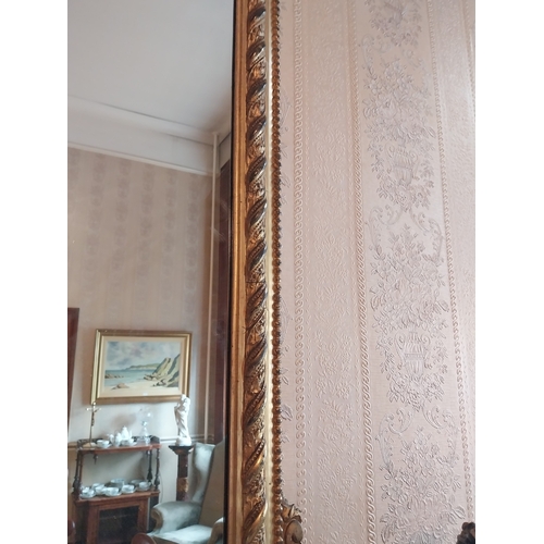 44 - Good quality 19th. C. giltwood overmantel, decorated with foliage and surmounted with pierced lattic... 