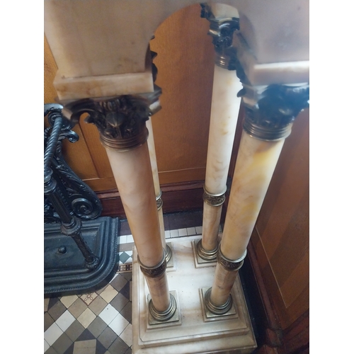 5 - 19th. C. French onyx statue stand decorated with Corinthian columns. { 116cm H X 37cm Sq. }.