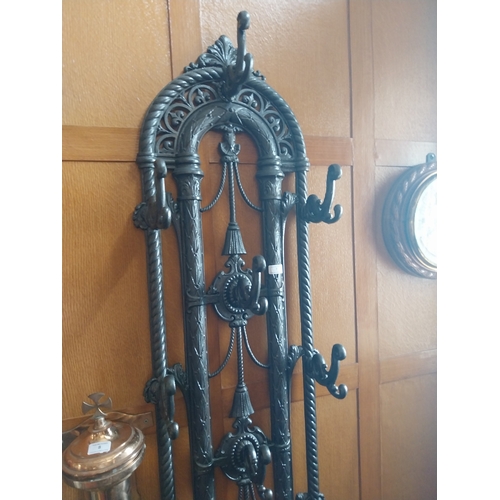 7 - Decorative 19th. C. cast iron hallstand, in the Coalbrookdale manner. . { 210cm H X 70cm W X 30cm D ... 