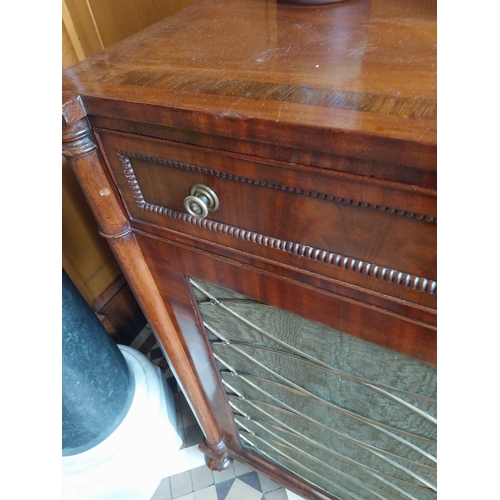 9 - Regency mahogany side cabinet the two short drawers above two blind doors. { 95cm H X 105cm W X 48cm... 