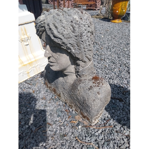 34 - Carved stone bust of Gentleman. {53 cm H x 45 cm W x 25 cm D}.