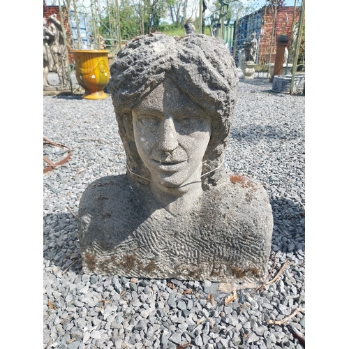 34 - Carved stone bust of Gentleman. {53 cm H x 45 cm W x 25 cm D}.
