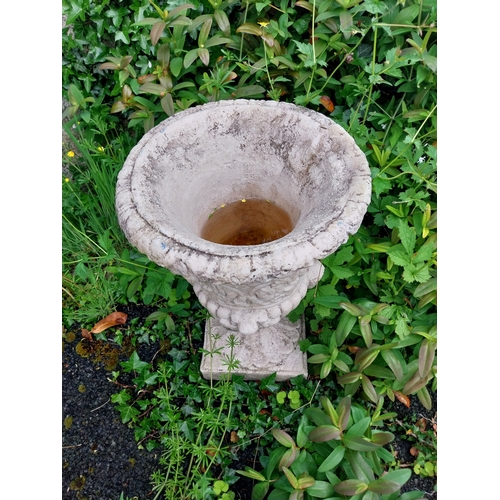 3 - Marble resin urn in the Roman manner {58cm H x 40cm Dia.} (Flowers not included)