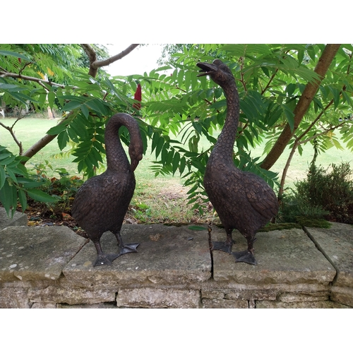 22 - Pair of good quality bronze models of Geese  { H 71cm x W 37cm x D 23cm & H 55cm x W 44cm x D 23cm }