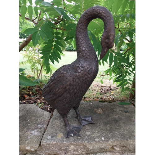 22 - Pair of good quality bronze models of Geese  { H 71cm x W 37cm x D 23cm & H 55cm x W 44cm x D 23cm }