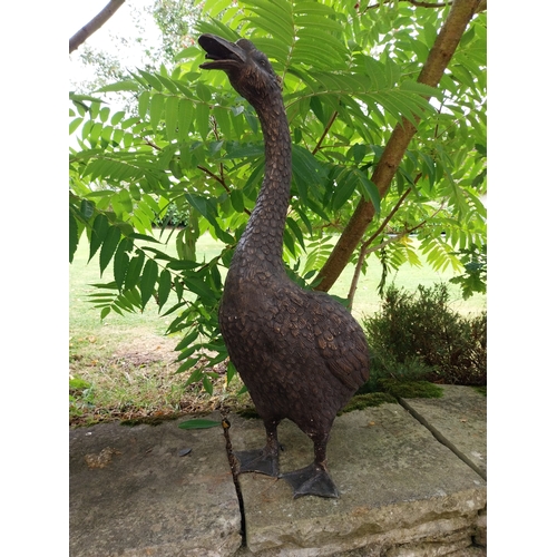 22 - Pair of good quality bronze models of Geese  { H 71cm x W 37cm x D 23cm & H 55cm x W 44cm x D 23cm }