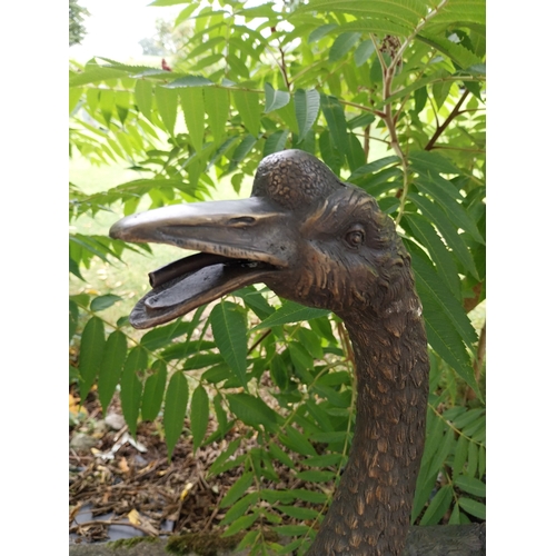 22 - Pair of good quality bronze models of Geese  { H 71cm x W 37cm x D 23cm & H 55cm x W 44cm x D 23cm }
