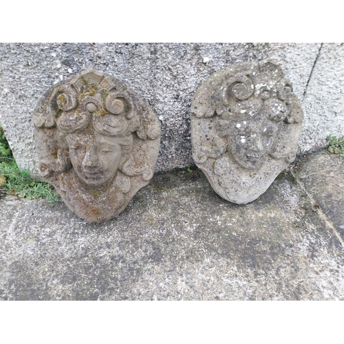 26 - Pair of early 20th C. moulded stone plaques {55cm H x 40cm W x 17cm D}
