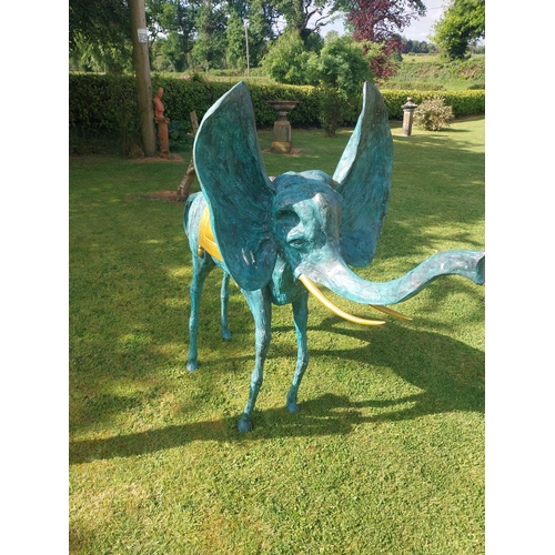 52 - Bronze Elephant with gilded Salvador Dali style decoration. {138 cm H x 170 cm W x 73 cm D}.