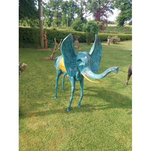52 - Bronze Elephant with gilded Salvador Dali style decoration. {138 cm H x 170 cm W x 73 cm D}.
