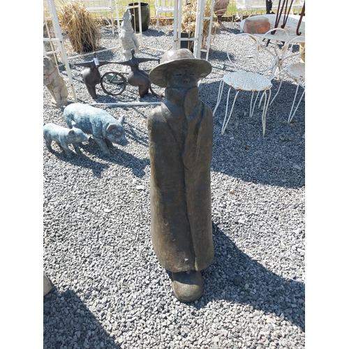 56 - Contemporary bronze model of Man. {100 cm H x 30 cm W x 80 cm D}.