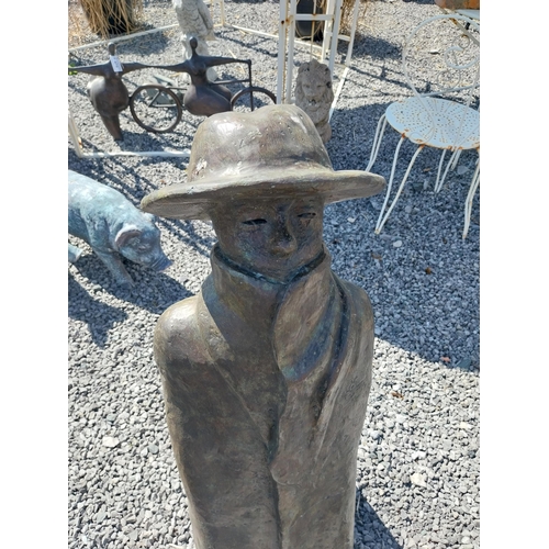 56 - Contemporary bronze model of Man. {100 cm H x 30 cm W x 80 cm D}.