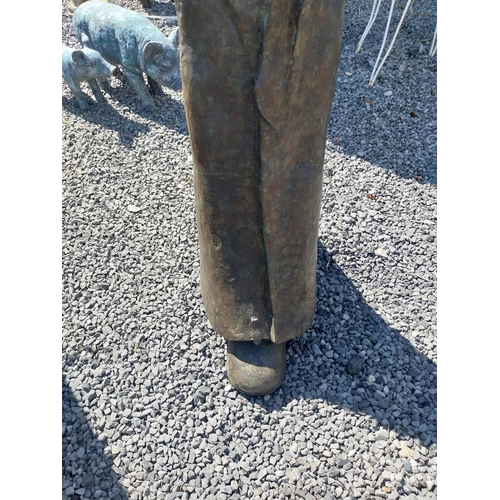 56 - Contemporary bronze model of Man. {100 cm H x 30 cm W x 80 cm D}.