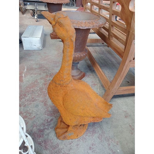 25 - Cast iron model of a Goose.  {H 73cm x W 25cm x D 60cm}. NOT ON SITE FOR VIEWING