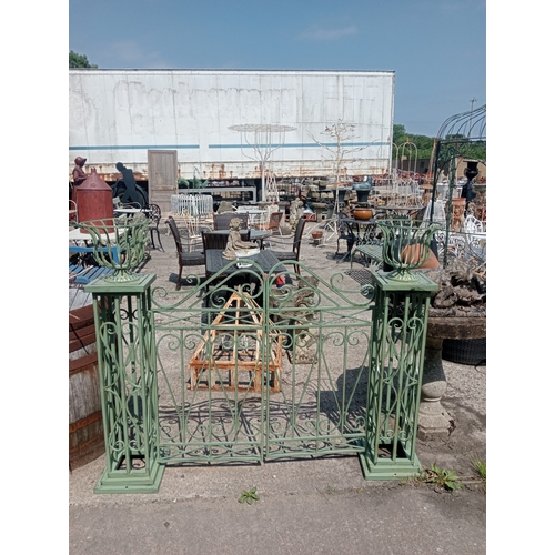 37 - Wrought iron set of gates with planters.  {H 127cm x W 160c x D 30cm}. NOT ON SITE FOR VIEWING
