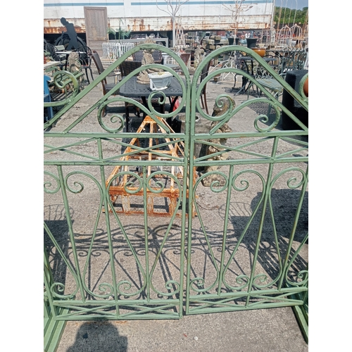 37 - Wrought iron set of gates with planters.  {H 127cm x W 160c x D 30cm}. NOT ON SITE FOR VIEWING