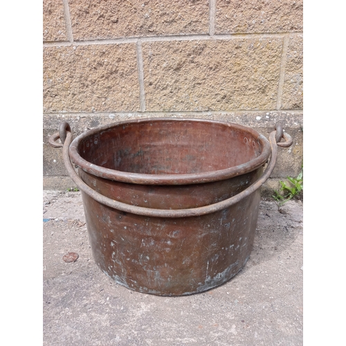 47 - Large copper cauldron planter  {H 30cm x Dia 47cm}. NOT ON SITE FOR VIEWING