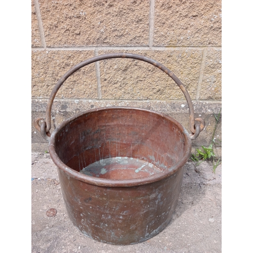 47 - Large copper cauldron planter  {H 30cm x Dia 47cm}. NOT ON SITE FOR VIEWING