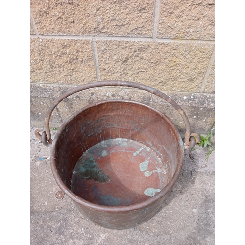 47 - Large copper cauldron planter  {H 30cm x Dia 47cm}. NOT ON SITE FOR VIEWING
